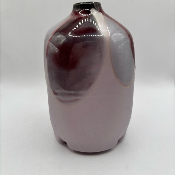 LASLO MIKASA Asian stoneware Vase JAPAN vase. Maroon, grey, mauve. - Picture 7 of 8